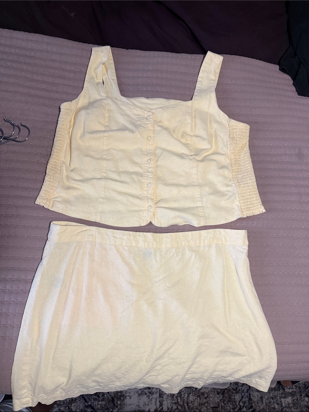 Old Navy Pale Yellow Two-Piece Crop Top and Skirt Set